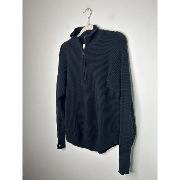 Offline By Aerie Textured Black Quarter Zip Long Sleeve Sweater Size XXS - Picture 2 of 9